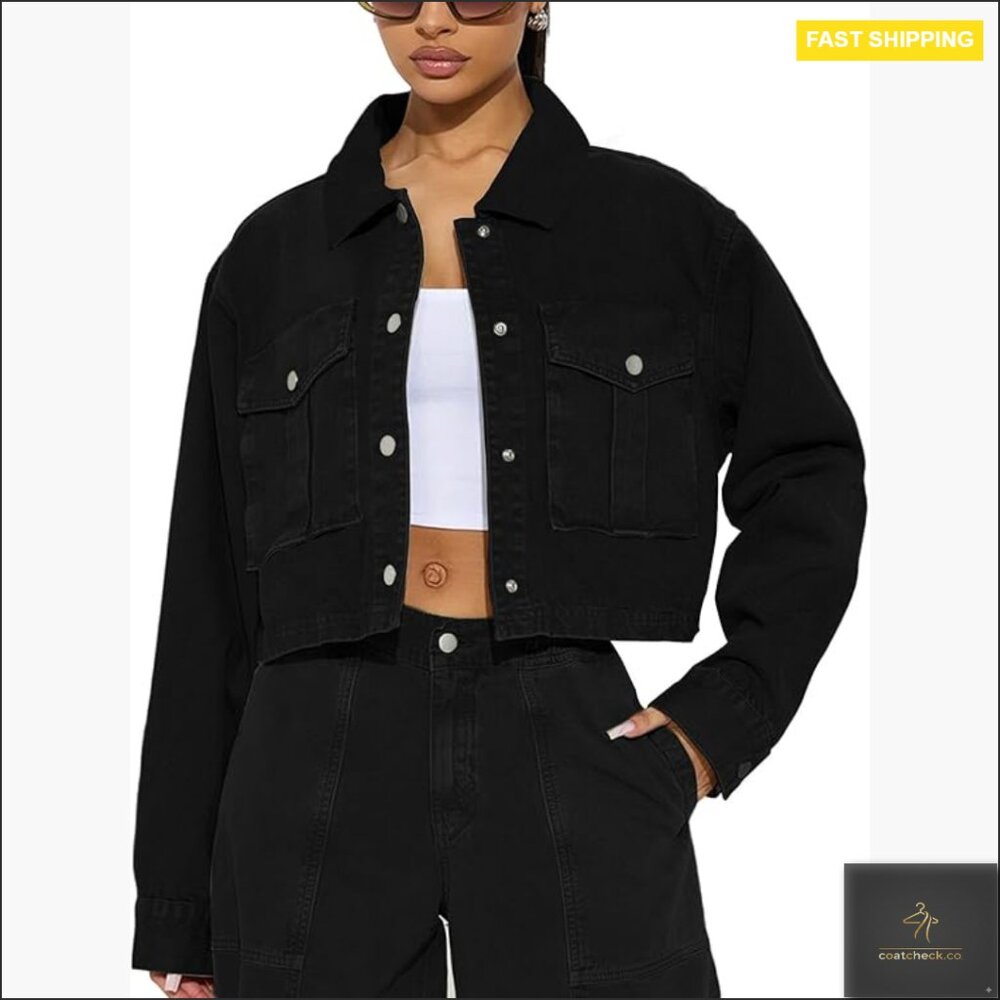 Cropped Utility Shacket Oversized Casual Jacket Lightweight Breathable Windbreak